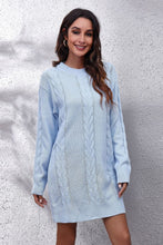 Load image into Gallery viewer, Cable-Knit Round Neck Sweater Dress