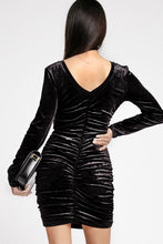 Load image into Gallery viewer, V-Neck Ruched Long Sleeve  Dress