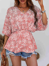 Load image into Gallery viewer, Printed V-Neck Dolman Sleeve Blouse