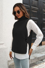 Load image into Gallery viewer, Ribbed Mock Neck Sleeveless Sweater Vest