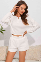 Load image into Gallery viewer, Round Neck Dropped Shoulder Top and Shorts Lounge Set