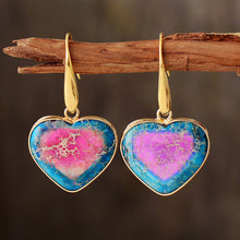 Load image into Gallery viewer, Natural Stone Heart Drop Earrings