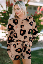 Load image into Gallery viewer, Leopard Long Sleeve Top and Shorts Set