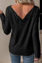 Load image into Gallery viewer, V-Neck Lace Detail Long Sleeve Blouse
