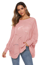Load image into Gallery viewer, Round Neck Long Sleeve Openwork Sweater