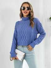 Load image into Gallery viewer, Turtleneck Dropped Shoulder Sweater