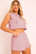 Load image into Gallery viewer, Hooded Crop Top &amp; Pocketed Shorts Set
