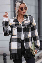 Load image into Gallery viewer, Plaid Collared Neck Snap Front Jacket