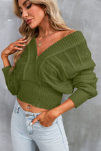 Load image into Gallery viewer, Surplice Neck Lace-Up Sweater