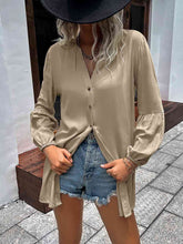 Load image into Gallery viewer, Double Take Notched Neck Balloon Sleeve Shirt