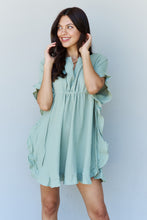 Load image into Gallery viewer, Plus Size Ruffle Hem Dress with Drawstring Waistband in Light Sage