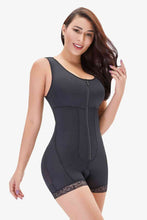 Load image into Gallery viewer, Full Size Zip-Up Scoop Neck Lace Trim Shapewear