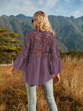Load image into Gallery viewer, Spliced Lace Buttoned Blouse
