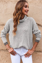 Load image into Gallery viewer, Striped Drop Shoulder Turtleneck Sweater
