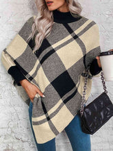 Load image into Gallery viewer, Plaid Turtleneck Poncho