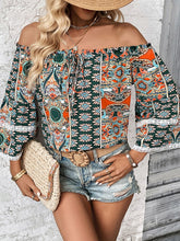 Load image into Gallery viewer, Printed Frill Trim Off-Shoulder Blouse