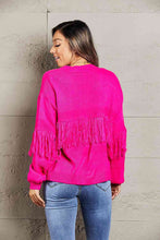 Load image into Gallery viewer, Double Take Fringe Trim Open Front Cardigan