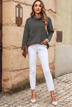Load image into Gallery viewer, Striped Drop Shoulder Turtleneck Sweater