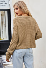 Load image into Gallery viewer, Cable-Knit Round Neck Dropped Shoulder Sweater