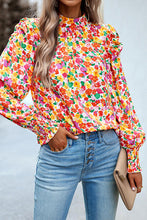 Load image into Gallery viewer, Floral Smocked Lantern Sleeve Blouse