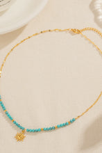 Load image into Gallery viewer, Turquoise Beaded 18K Gold-Plated Sun Shape Pendant Necklace