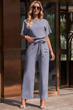 Load image into Gallery viewer, Full Size Tie Waist Straight Leg Jumpsuit
