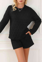 Load image into Gallery viewer, Round Neck Long Sleeve Sweatshirt and Shorts Set