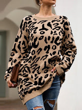 Load image into Gallery viewer, Leopard Round Neck Tunic Sweater