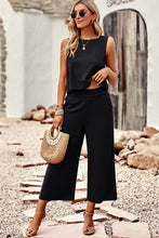 Load image into Gallery viewer, Buttoned Round Neck Tank and Wide Leg Pants Set