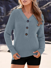 Load image into Gallery viewer, Half Button Long Sleeve Knit Top