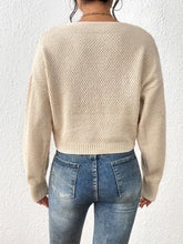 Load image into Gallery viewer, Cable-Knit Slit Drop Shoulder Sweater