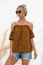 Load image into Gallery viewer, Printed Cold-Shoulder Frill Trim Blouse