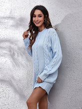 Load image into Gallery viewer, Cable-Knit Round Neck Sweater Dress