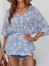 Load image into Gallery viewer, Printed V-Neck Dolman Sleeve Blouse