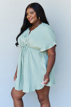 Load image into Gallery viewer, Plus Size Ruffle Hem Dress with Drawstring Waistband in Light Sage