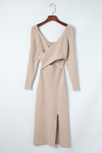 Load image into Gallery viewer, Crisscross Long Sleeve Slit Sweater Dress