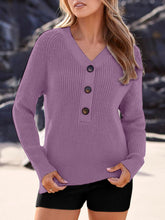 Load image into Gallery viewer, Half Button Long Sleeve Knit Top