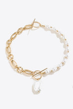 Load image into Gallery viewer, 5-Piece Wholesale Half Pearl Half Chain Toggle Clasp Necklace