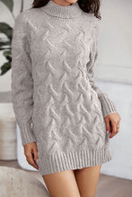 Load image into Gallery viewer, Cable-Knit Turtleneck Sweater Dress