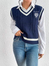 Load image into Gallery viewer, Cable-Knit V-Neck Sweater Vest
