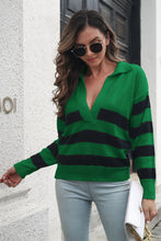 Load image into Gallery viewer, Striped Johnny Collar Sweater