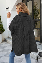 Load image into Gallery viewer, Cable-Knit Turtleneck Slit Sweater