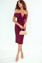 Load image into Gallery viewer, Off-Shoulder Zip-Back Slit Dress