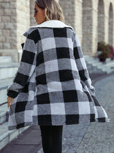 Load image into Gallery viewer, Plaid Open Front Coat with Pockets