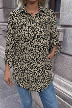 Load image into Gallery viewer, Double Take Leopard Roll-Tap Sleeve Shirt
