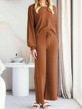 Load image into Gallery viewer, Long Sleeve Lounge Top and Drawstring Pants Set