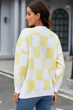 Load image into Gallery viewer, Checkered Button-Up Dropped Shoulder Cardigan