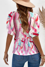 Load image into Gallery viewer, Printed V-Neck Babydoll Blouse