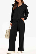 Load image into Gallery viewer, Half Zip Collared Neck Sweatshirt and Pants Set