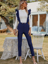 Load image into Gallery viewer, Ruffle Trim Buttoned Overall